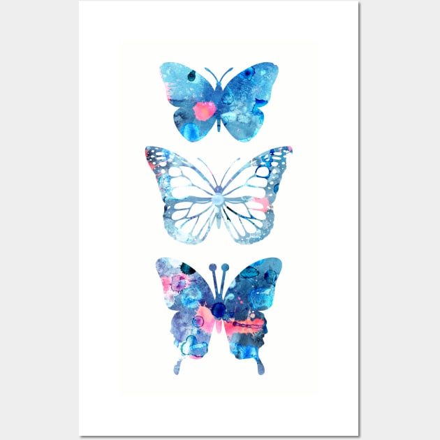Butterflies Three Blue Clothes Women Wall Art by DimDom